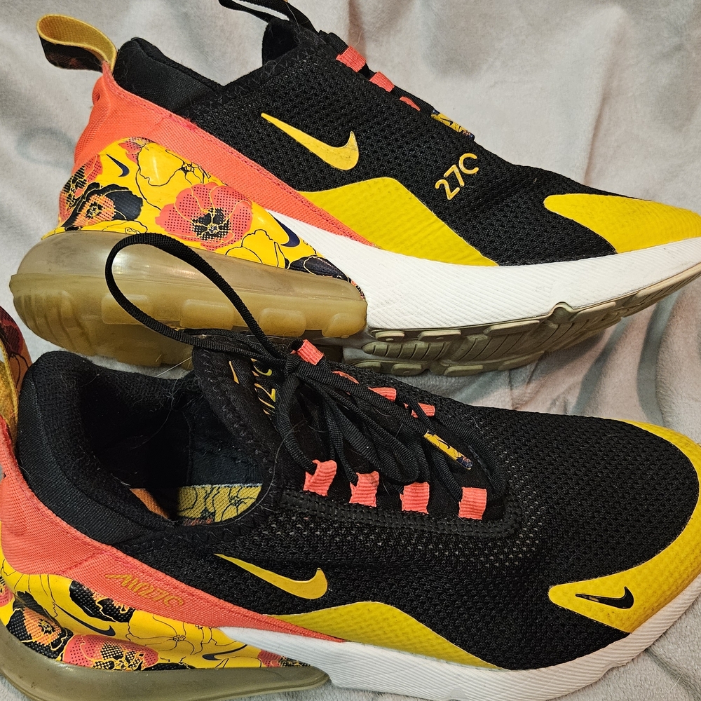 Nike Kids' Air 270 Floral Accent Black & Yellow Sneakers